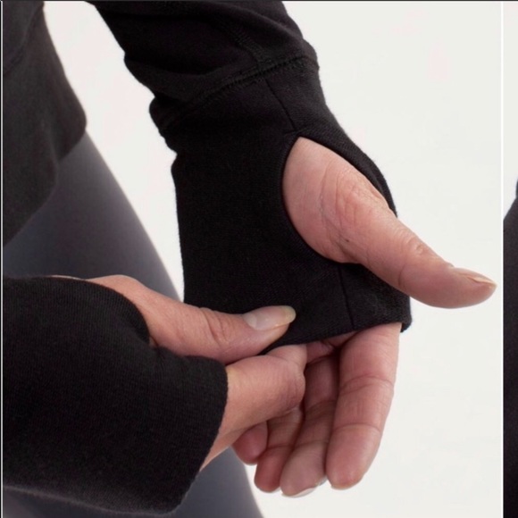 Lululemon Meditate L/S Pullover Sweatshirt High/Low Black French Terry Sz 10 - Picture 3 of 8